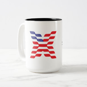 Tasse 2 Couleurs Monogramme Lettre X Drapeau États-Unis