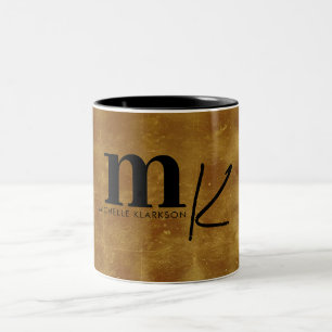 Tasse 2 Couleurs Monogramme minimaliste moderne à huile noire