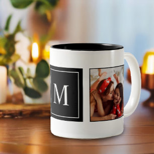 Tasse 2 Couleurs Monogramme moderne Collage photo
