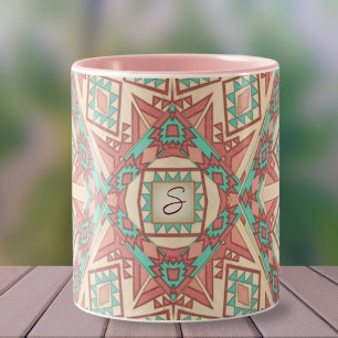 Tasse 2 Couleurs Monogramme Motif géométrique moderne du sud-ouest