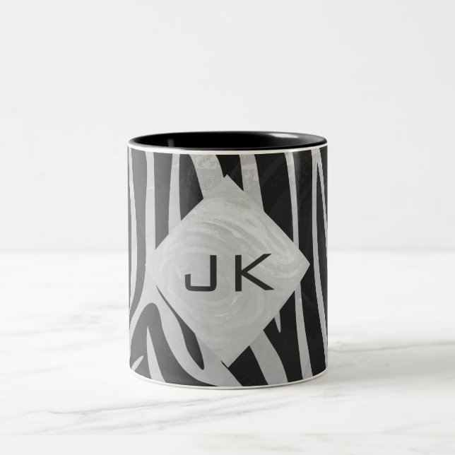 Tasse 2 Couleurs Monogramme noir et gris clair Zebra (Centre)