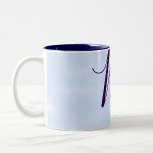 Tasse 2 Couleurs Monogramme nom lettre rétro aquarelle pastel viole
