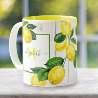 Monogramme pays citrons aquarelle sur bois rustiqu