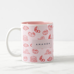 Tasse 2 Couleurs Monogramme personnalisé Charmante Fille Cerise Fra