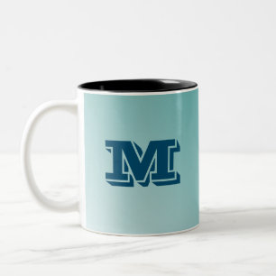 Tasse 2 Couleurs Monogramme personnalisé Gradient bleu
