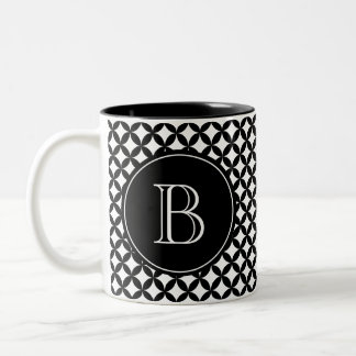 Tasse 2 Couleurs Monogramme personnalisé noir et blanc