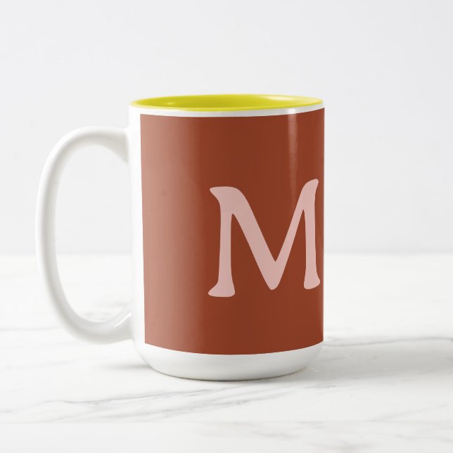 Tasse 2 Couleurs Monogramme personnalisé orange brûlé (Gauche)