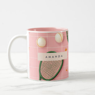 Tasse 2 Couleurs Monogramme Personnalisé Retro Tennis Racket Motif