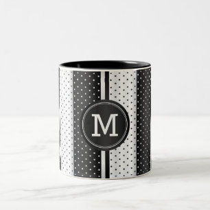 Tasse 2 Couleurs Monogramme Pois noir et blanc