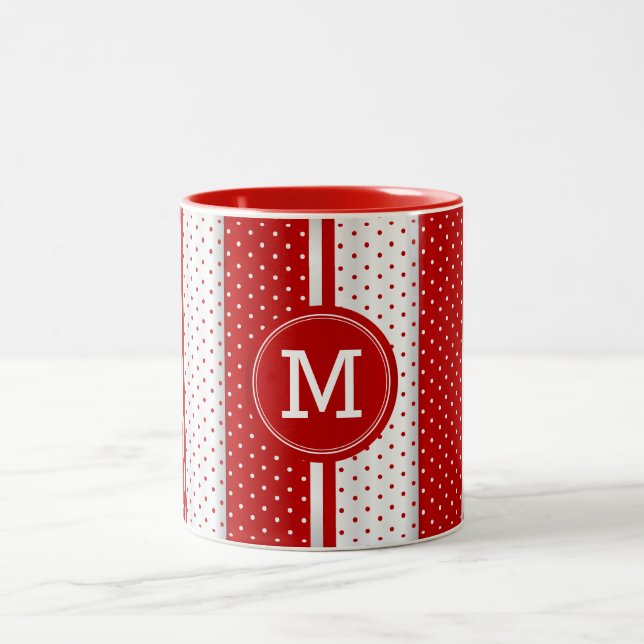 Tasse 2 Couleurs Monogramme Pois rouge et blanc (Centre)