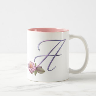 Tasse 2 Couleurs Monogramme rose A de roses