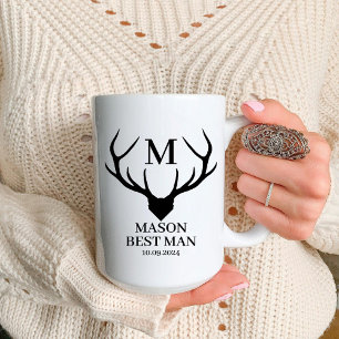 Tasse 2 Couleurs Monogramme rustique Deer Best Man Groomsman Propos