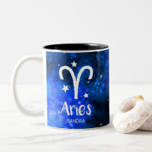 Monogramme, signe Zodiac Aries, Galaxie bleue