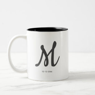 Tasse 2 Couleurs monogramme simple personnalisé ajouter votre nom 