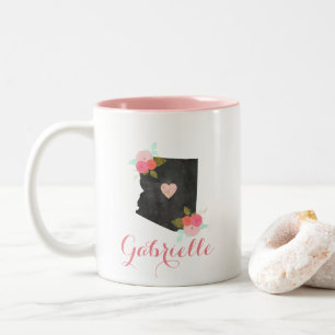 Tasse 2 Couleurs Monogramme tendance Arizona State Cœur déplaçable