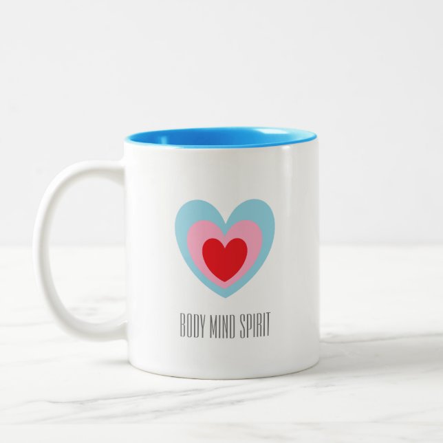 Tasse 2 Couleurs Monogramme triple cœur Corps Esprit Âme (Gauche)