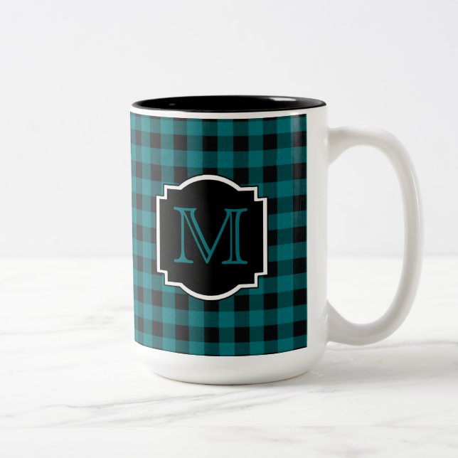 Tasse 2 Couleurs Monogramme turquoise et noir (Droit)