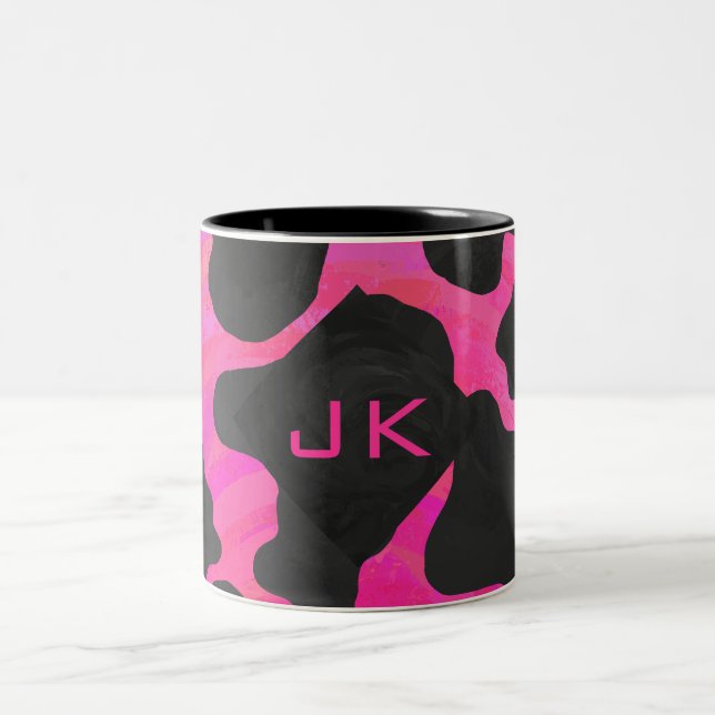 Tasse 2 Couleurs Monogramme vache rose chaud et noir (Centre)