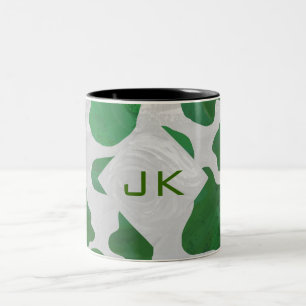 Tasse 2 Couleurs Monogramme vert et blanc de vache
