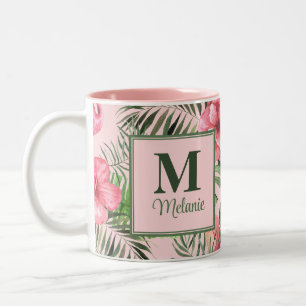 Tasse 2 Couleurs Monographie tropicale rose et monographie Flamant 