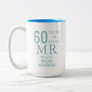 Tasse 2 Couleurs Monsieur Right Fun 60e anniversaire de mariage