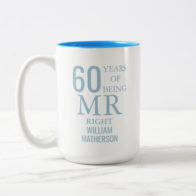 Tasse 2 Couleurs Monsieur Right Fun 60e anniversaire de mariage (Gauche)