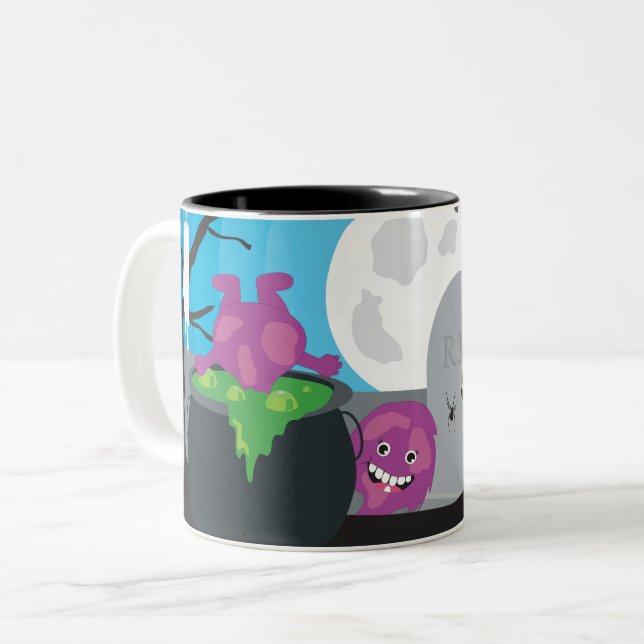 Tasse 2 Couleurs Monstre d'Halloween (Devant gauche)