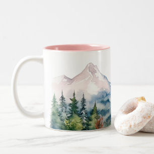 Tasse 2 Couleurs Montagnes aquarelles Hiver