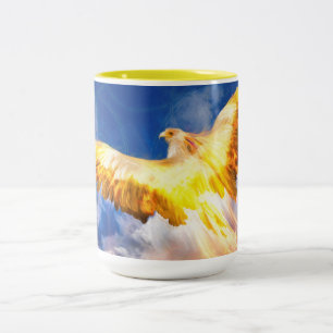 Tasse 2 Couleurs "MONTEZ AU-DESSUS DE VOS PROBLÈMES" Phoenix Bird