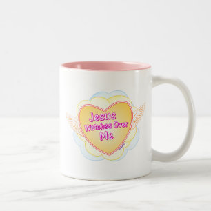 Tasse 2 Couleurs Montres de Jésus au-dessus de moi conception
