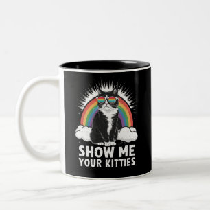 Tasse 2 Couleurs Montrez-moi vos chatons drôle lesbienne gay fierté