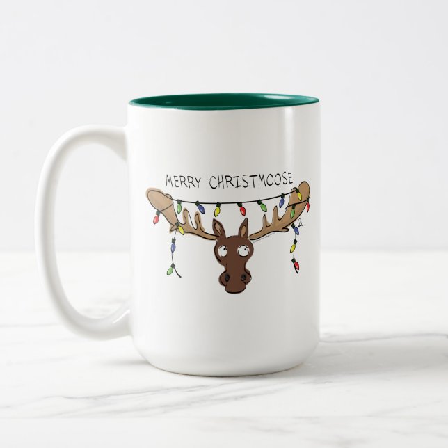 Tasse 2 Couleurs Moose Cute Funny Noël (Gauche)