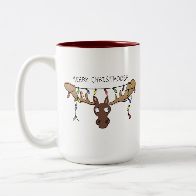 Tasse 2 Couleurs Moose Cute Funny Noël (Gauche)
