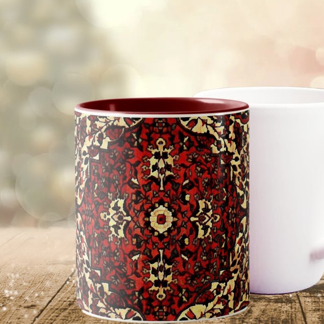 Tasse 2 Couleurs Moquette persane look rouge foncé et crème (Créateur téléchargé)