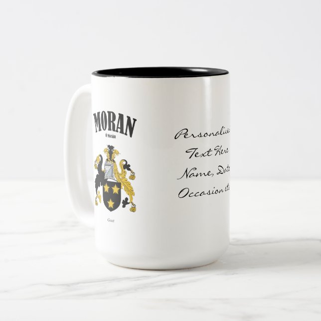 Tasse 2 Couleurs Moran Family Crest, Traduction & Signification (Devant gauche)