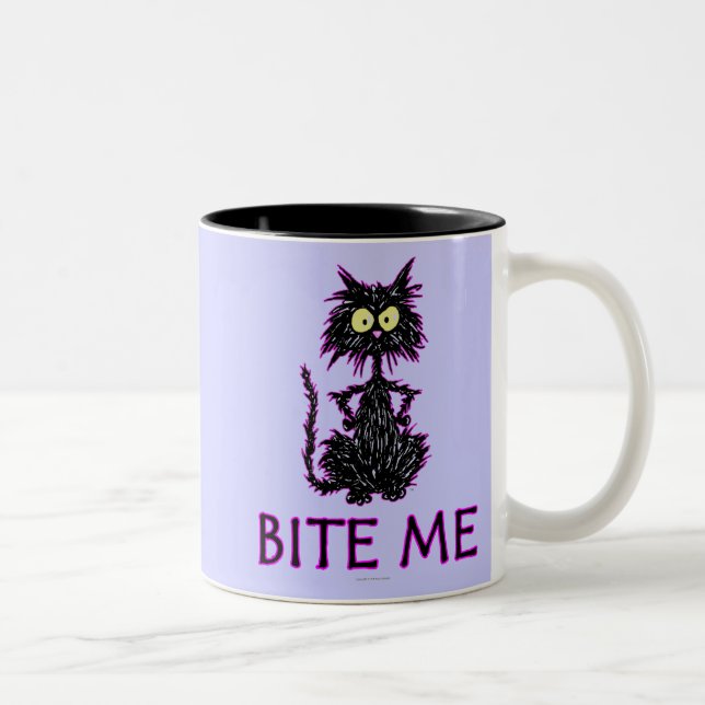 Tasse 2 Couleurs Mordez-moi ! Conceptions de cadeau de chat (Droit)