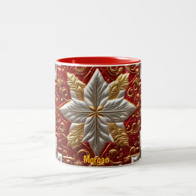 TASSE 2 COULEURS MORGAN ~ PATCHWORK ~ MOTIF DE NOËL ~ (Centre)