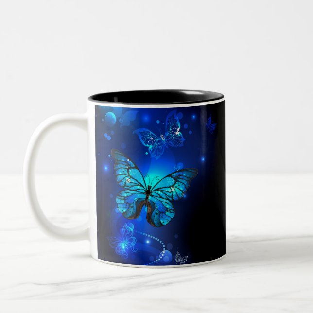 Tasse 2 Couleurs Morpho Butterfly in the Dark Background (Gauche)