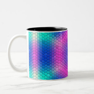 Tasse 2 Couleurs Mosaïque d'hexagone rose sur dégradé bleu