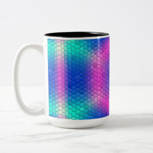 Tasse 2 Couleurs Mosaïque d'hexagone rose sur dégradé bleu