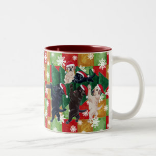 Tasse 2 Couleurs Mosaïque et flocons de neige de Labradors d'arbre