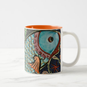 Tasse 2 Couleurs Mosaïque Poisson Carrelage Art céramique Coloré