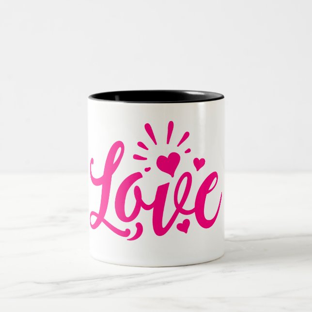 Tasse 2 Couleurs Mot d'amour rose (Centre)