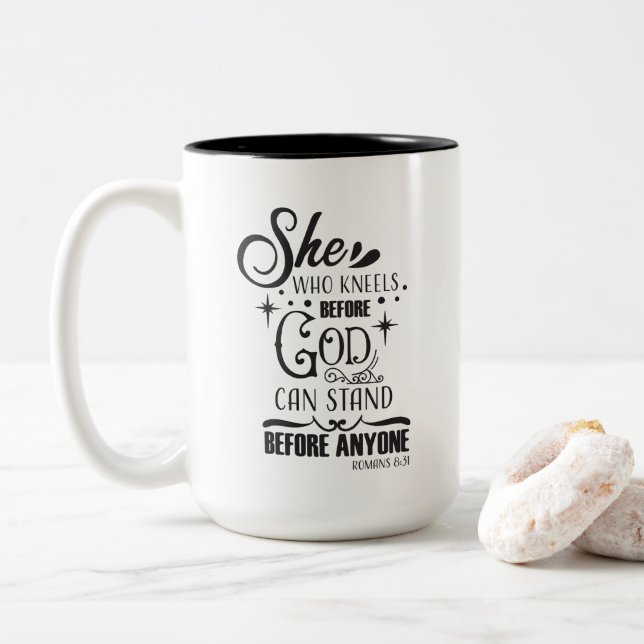Tasse 2 Couleurs Mot d'inspiration religieuse (Avec donut)
