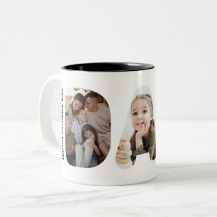 Tasse 2 Couleurs Mot personnalisé Papa Photo Fête des Pères personn