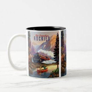Tasse 2 Couleurs Moteur de flux traversant les montagnes, hommes