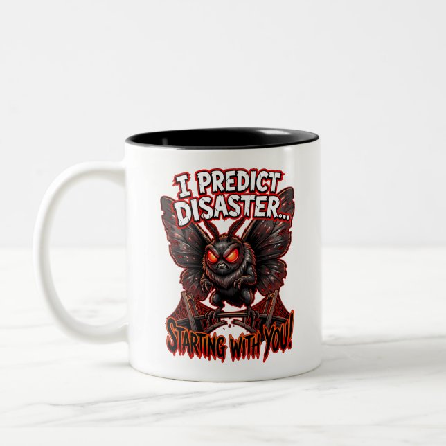 Tasse 2 Couleurs Mothman I Predict Disaster Funny Cryptid Humor (Gauche)