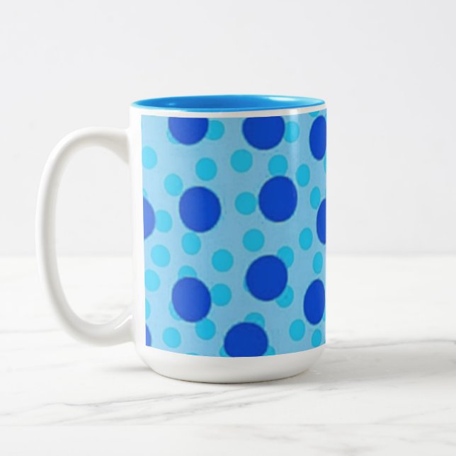 Tasse 2 Couleurs Motif à pois bleus (Gauche)