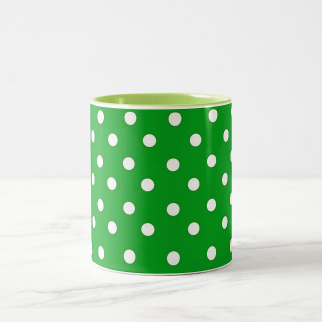 TASSE 2 COULEURS MOTIF À POIS VERTS ET BLANCS (Centre)