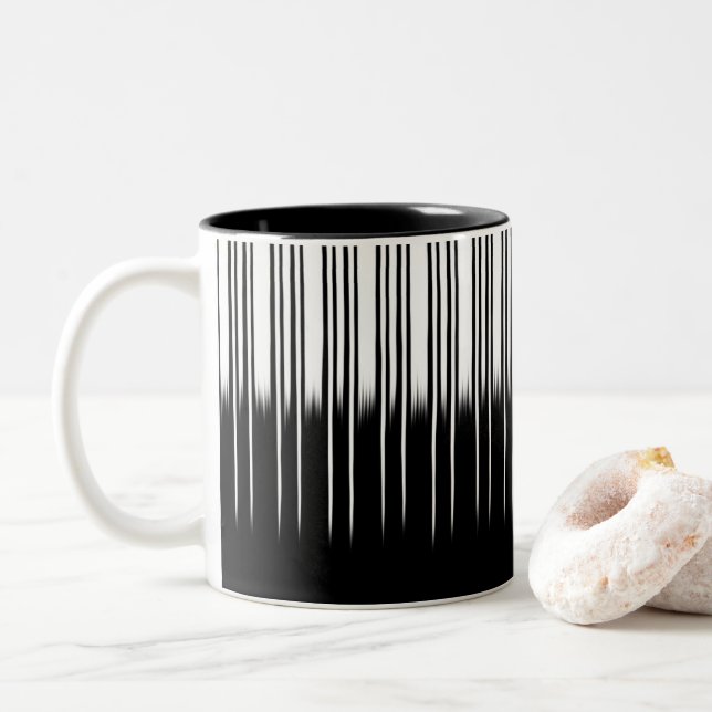 Tasse 2 Couleurs Motif à rayures noir et blanc cool (Avec donut)